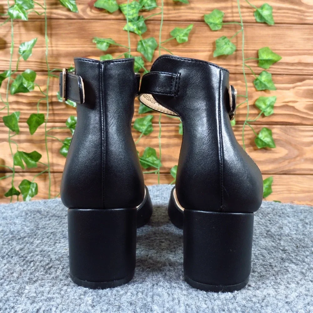 IDIFU In2pedazo Womens Ankle Strap Pumps Sz 6.5 Black Leather Block Heel_5